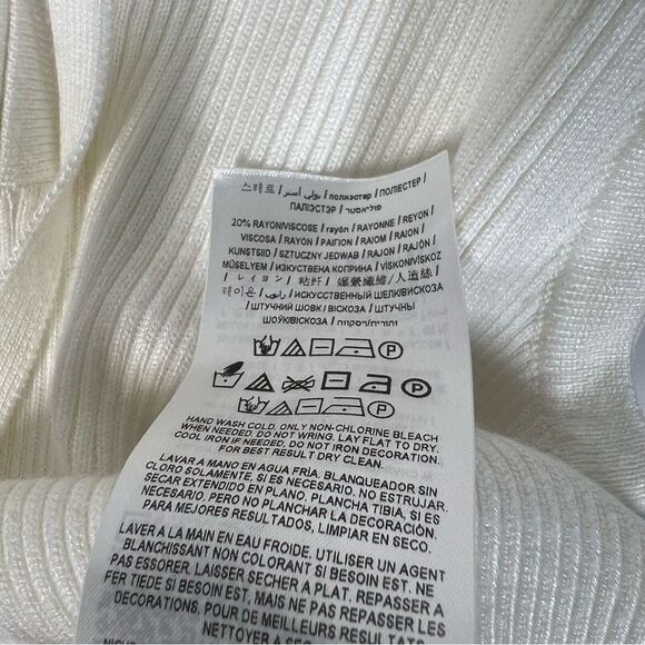 Guess  Women’s Size Large White Sydney Ribbed Sleeveless Sweater Lace Up Placket - Picture 10 of 12